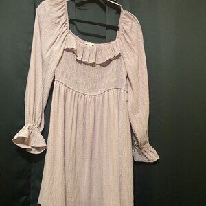 Blu Pepper Smocked Puff Long Sheer Sleeve Dress Large